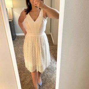 Anne Klein White Dress Midi Tea Party 8 Bride Wedding Eyelet Loft Floral